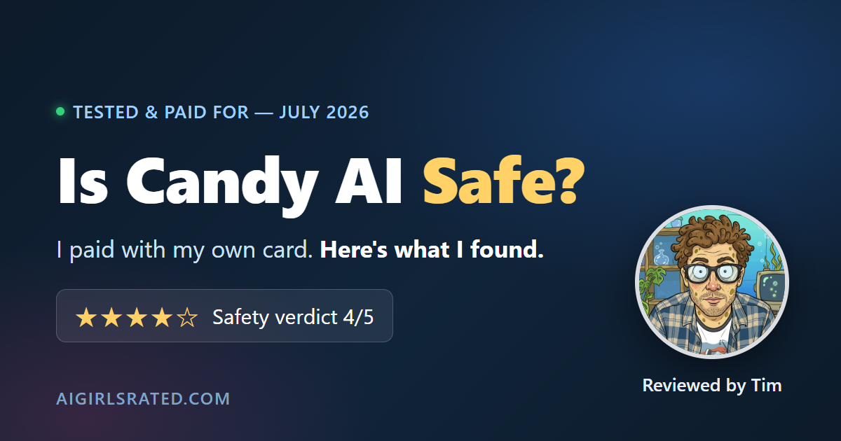 Is Candy AI safe? Tested and paid for in July 2026, with a safety verdict of 4 out of 5, reviewed by Tim.